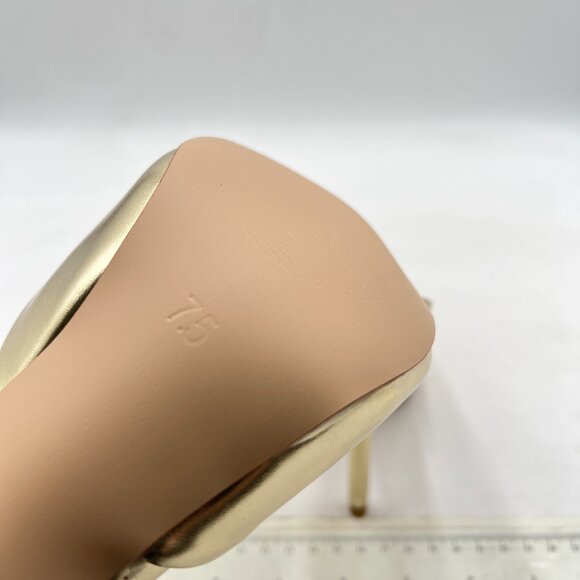 miss left Gold Open Peep Toe Stiletto Heeled Slide Mules Slip On Sandals - Picture 5 of 7